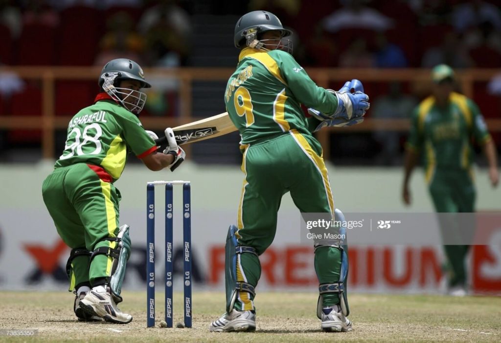 ২০০৭ বিশ্বকাপে দক্ষিণ আফ্রিকার বিপক্ষে মোহাম্মদ আশরাফুল; Image Courtesy: getty images